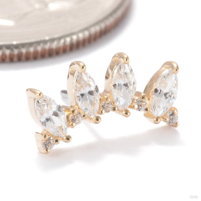Horizon Press-fit End in 14k Yellow Gold with Clear CZ from Ember Body Jewelry