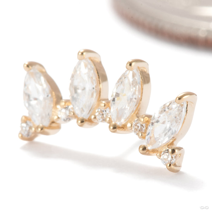 Horizon Press-fit End in 14k Yellow Gold with Clear CZ from Ember Body Jewelry side detail
