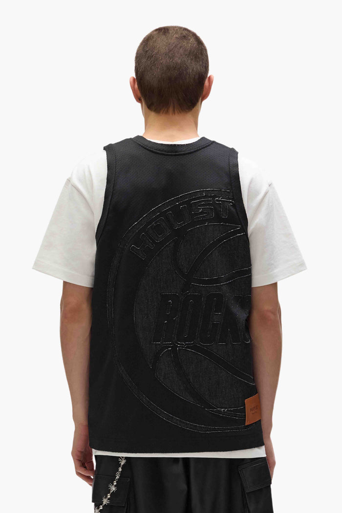 Houston Rockets Mesh Jersey with embroidered details, available in sizes XS to 3XL.