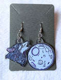 Howling Wolf and Full Moon Acrylic Dangle Earrings