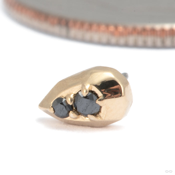 Hydro Gem Press-fit End in 14k Yellow Gold with Black Diamond from Tether Jewelry