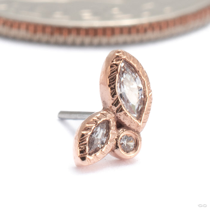 Impulse Press-fit End in 14k Rose Gold with Clear CZ from Buddha Jewelry