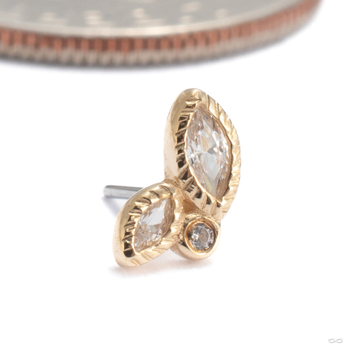 Impulse Press-fit End in 14k Yellow Gold with Clear CZ from Buddha Jewelry