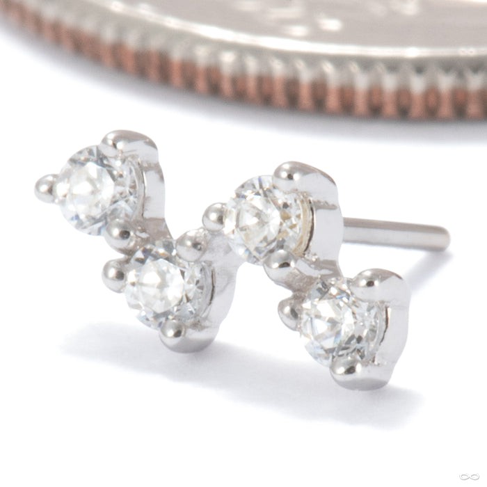 Intention Press-fit End in 14k White Gold with clear CZ from Ember Body Jewelry
