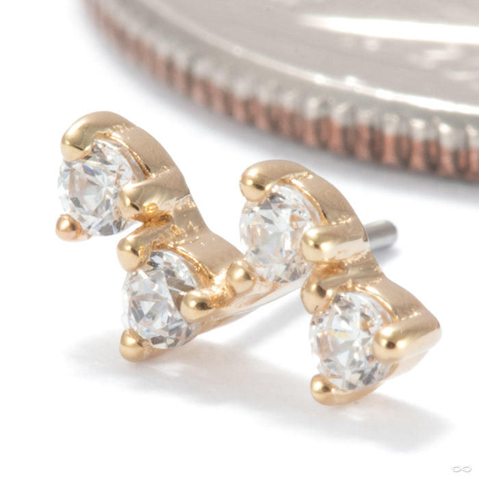 Intention Press-fit End in 14k Yellow Gold with clear CZ from Ember Body Jewelry