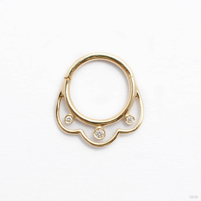 Interiority Clicker in Gold from Pupil Hall with three stones