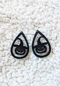 Jack O'Lantern Witch Faux Leather Drop Dangle Earrings
