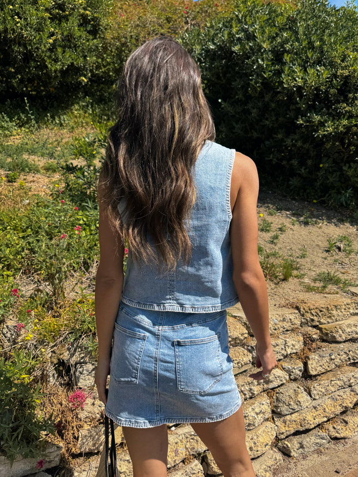 Junia Denim Mini Skirt - Final Sale - Stitch And Feather