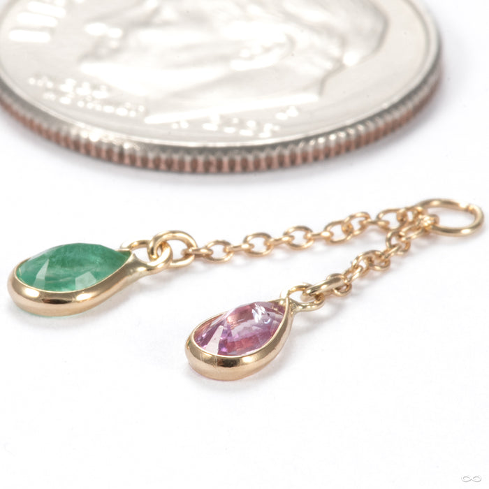 Junto Charm in in 14k Yellow Gold with Emerald and Pink Sapphire from Hialeah