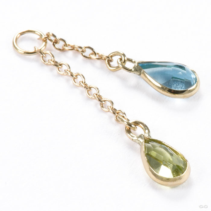 Junto Charm in in 14k Yellow Gold with Peridot & Swiss Blue Topaz from Hialeah