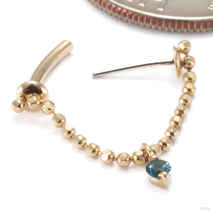 Just A Peek Stoned Press-fit Ring in 14k Yellow Gold with London Blue Topaz from Pupil Hall open detail photo