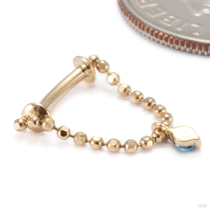 Just A Peek Stoned Press-fit Ring in 14k Yellow Gold with London Blue Topaz from Pupil Hall back detail photo