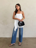 Kalia Asymmetrical Tank Top in Ivory - Stitch And Feather
