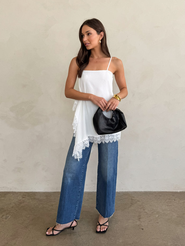 Kalia Asymmetrical Tank Top in Ivory - Stitch And Feather