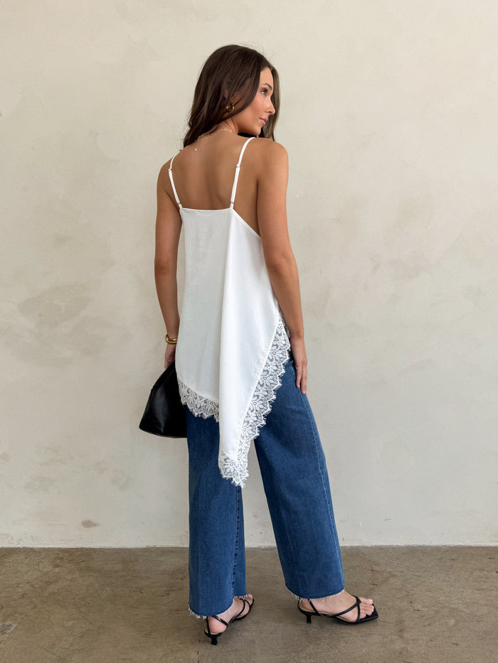 Kalia Asymmetrical Tank Top in Ivory - Stitch And Feather
