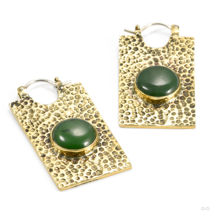 Kawaii Earrings from Oracle with nephrite jade cabochons