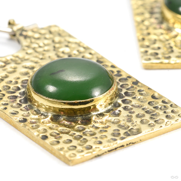 Kawaii Earrings from Oracle with nephrite jade cabochons