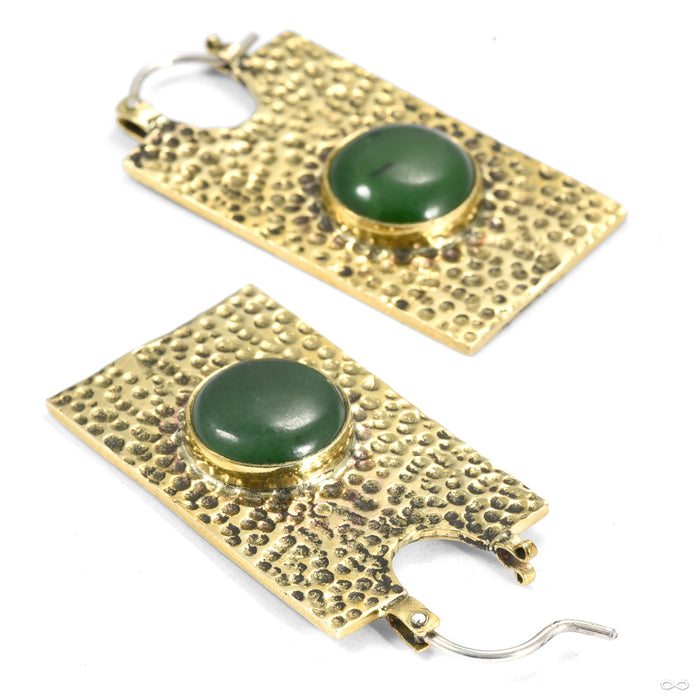 Kawaii Earrings from Oracle with nephrite jade cabochons