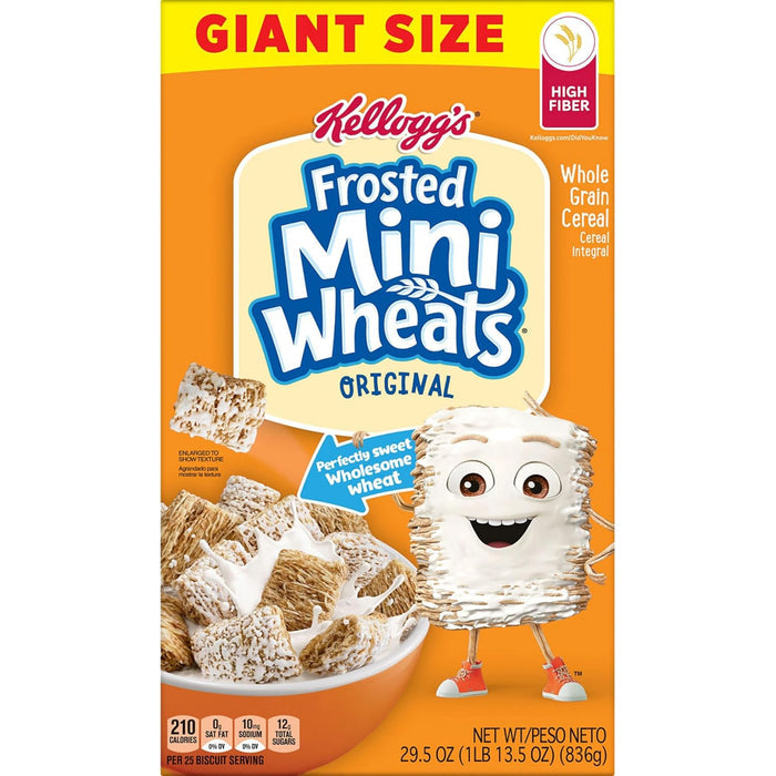 Kellogg’s Frosted Mini-Wheats Breakfast Cereal, High Fiber, 48g Whole Grain, Giant Size, 29.5 oz