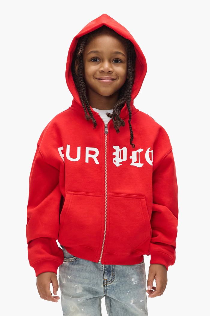 Kids' Half & Half Zip Up Hoodie in relaxed fit, made of midweight fleece for ages 4-12.