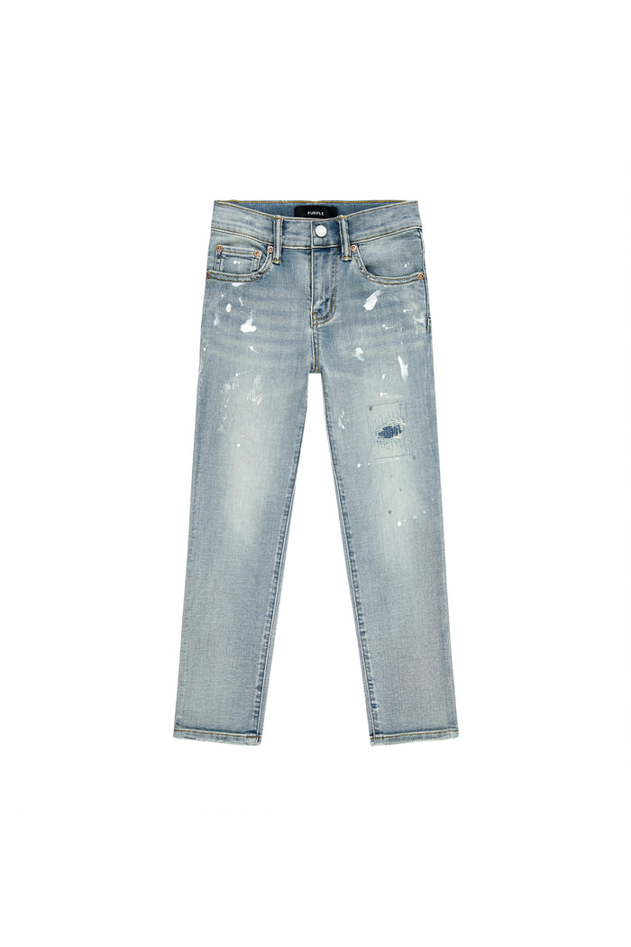 Kids' Light Indigo Stretch Skinny Denim, sizes XS to XL, 5 pocket styling, adjustable waistband.