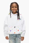 Kids' Painted Monogram Hoodie with all-over print, available in sizes 4-5, 6-7, 08, 10, 12.