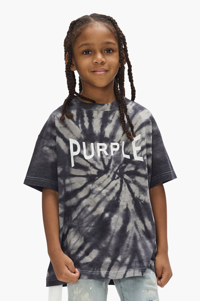 Kids' Tri-Wordmark Tie Dye Tee in size 4-5 with relaxed fit and all over print design.