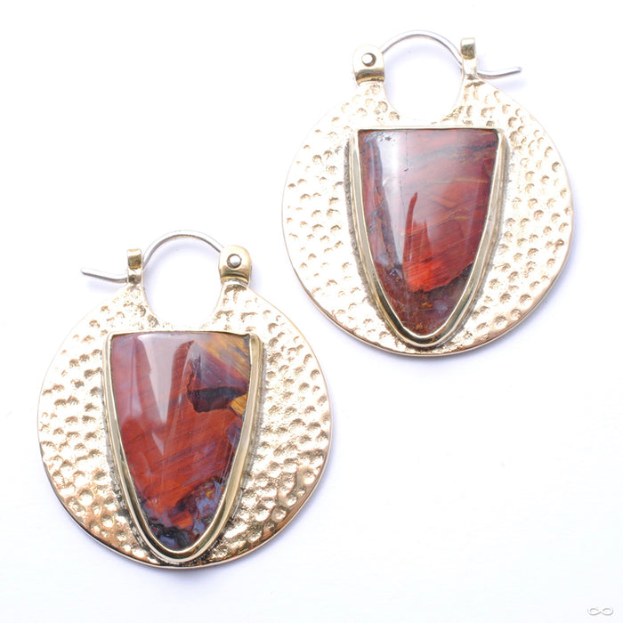 Kiki Earrings in Brass with Pietersite from Oracle