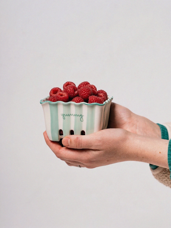 Kinsey Mini Berry Basket in Green - Stitch And Feather