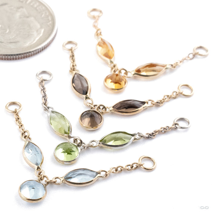 La Flor Muerta Chain in Gold from Hialeah with assorted materials and various stones