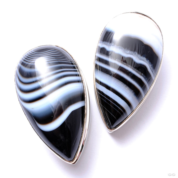Large / White Brass / Banded Agate