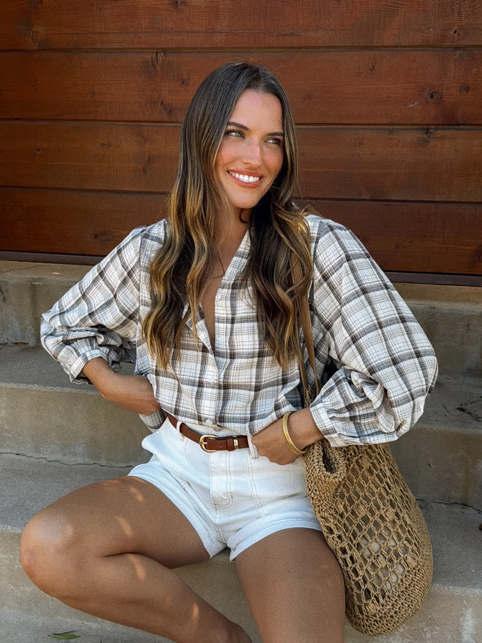 Lawson Plaid Blouse in Brown - Stitch And Feather