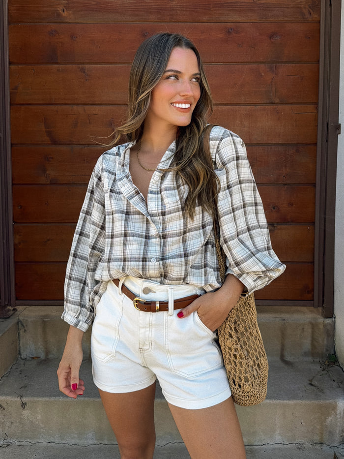 Lawson Plaid Blouse in Brown - Stitch And Feather