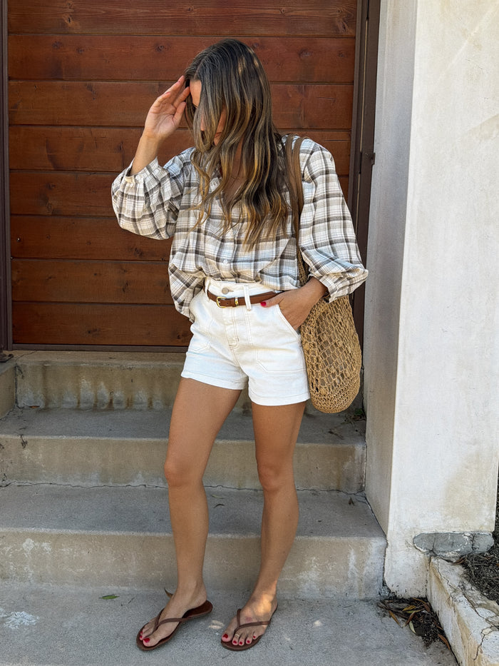 Lawson Plaid Blouse in Brown - Stitch And Feather