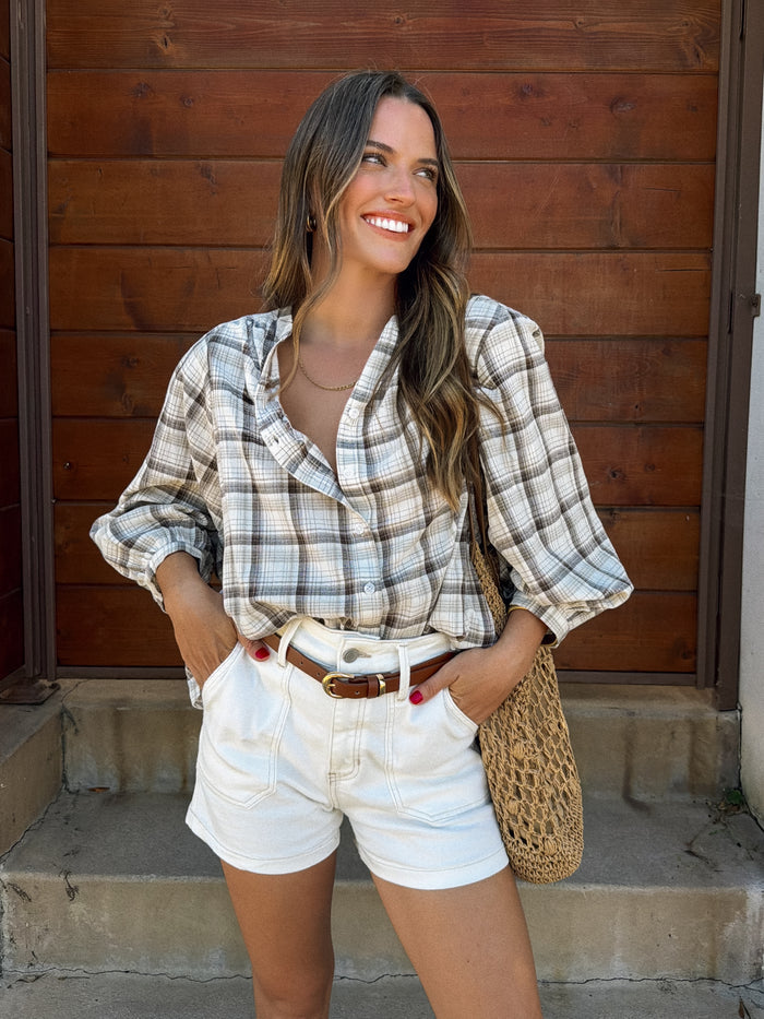 Lawson Plaid Blouse in Brown - Stitch And Feather