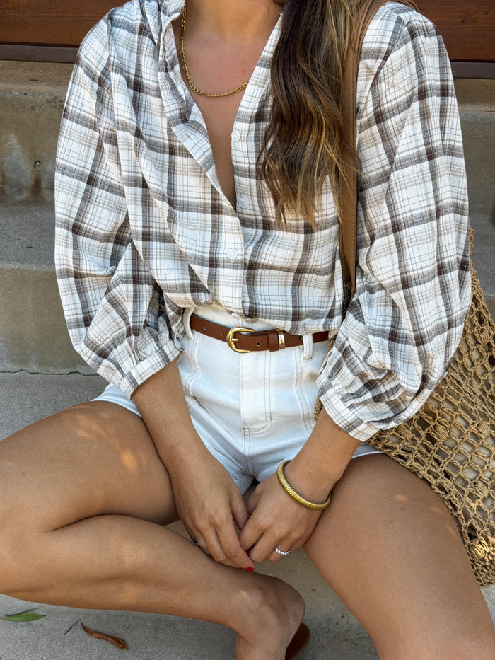 Lawson Plaid Blouse in Brown - Stitch And Feather