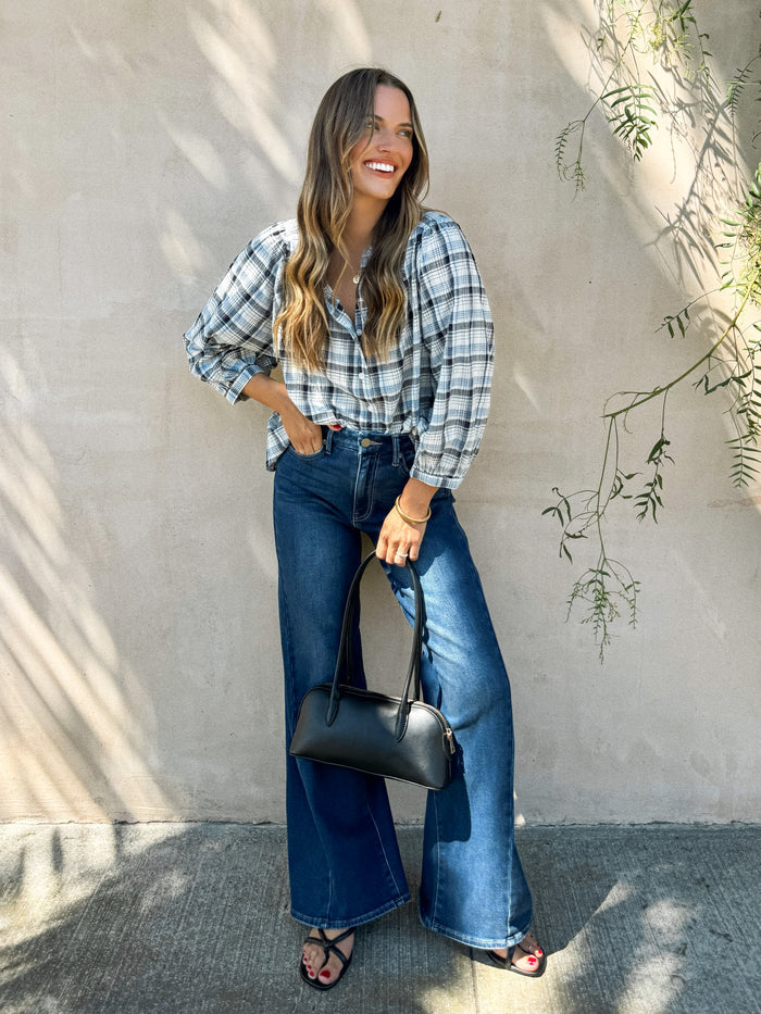 Lawson Plaid Blouse in Midnight - Stitch And Feather