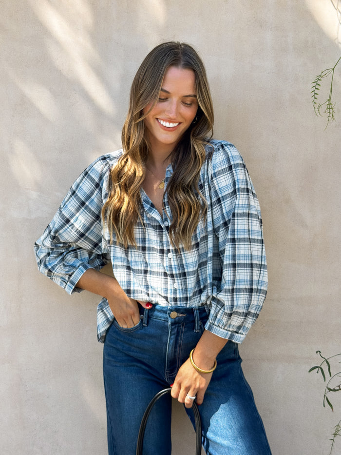 Lawson Plaid Blouse in Midnight - Stitch And Feather