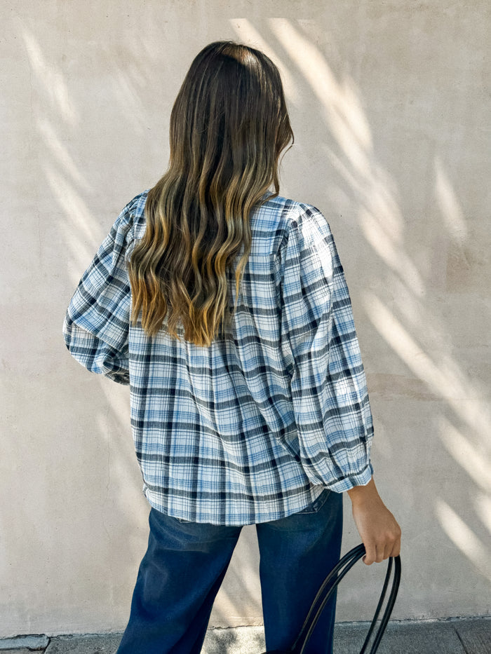 Lawson Plaid Blouse in Midnight - Stitch And Feather