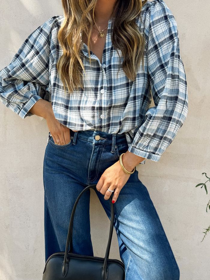 Lawson Plaid Blouse in Midnight - Stitch And Feather