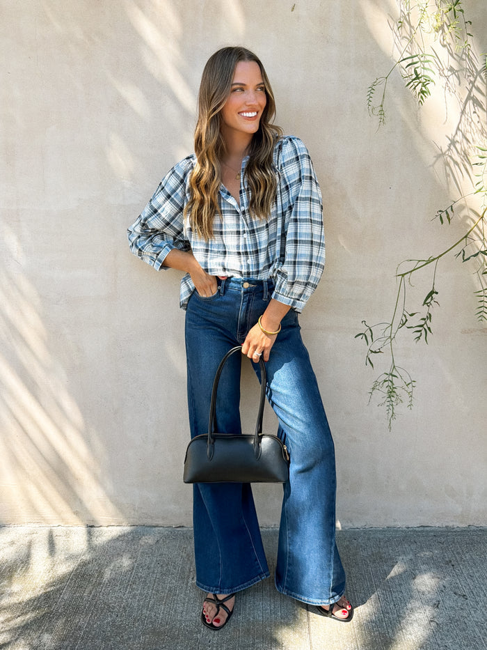 Lawson Plaid Blouse in Midnight - Stitch And Feather