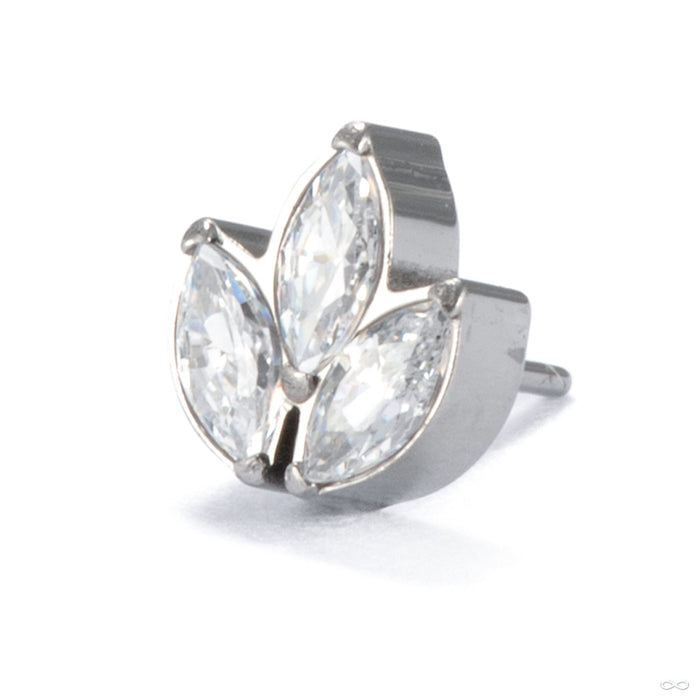 Leafy Press-fit End in Titanium with Clear CZ 3mm stones from Diablo Organics