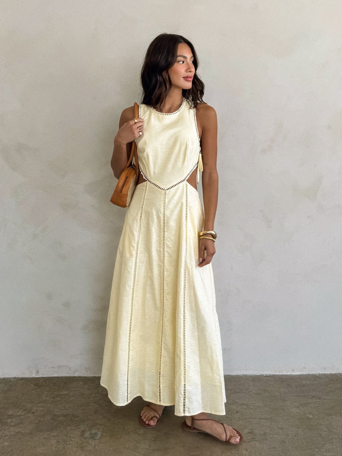 Lemon and Lace Midi Dress - Final Sale - Stitch And Feather