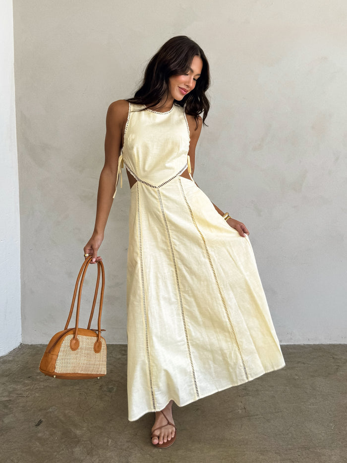 Lemon and Lace Midi Dress - Final Sale - Stitch And Feather