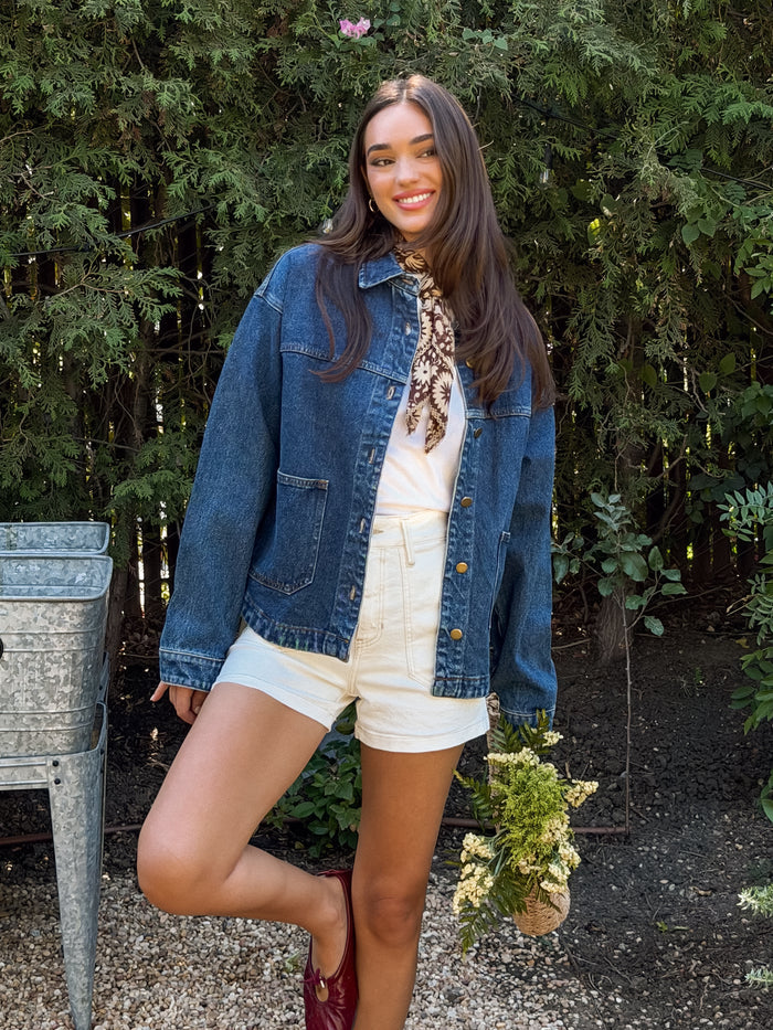 Leni Oversized Denim Jacket - Stitch And Feather