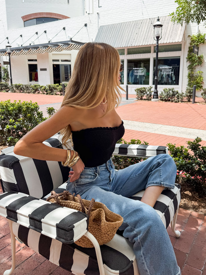 Lenora Strapless Bodysuit in Black - Stitch And Feather