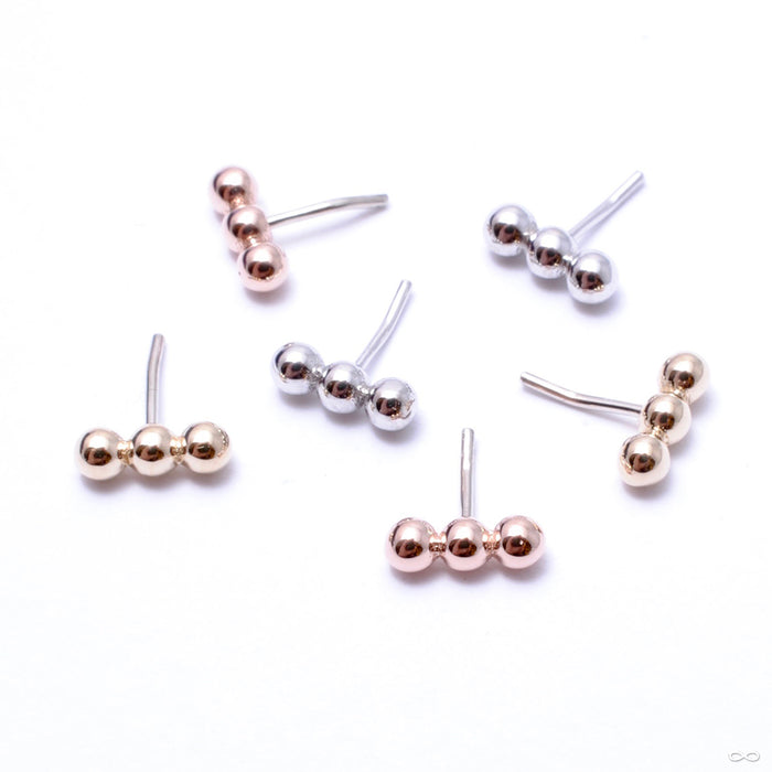 Linear Tri Bead Press-fit End in Gold from BVLA in assorted materials