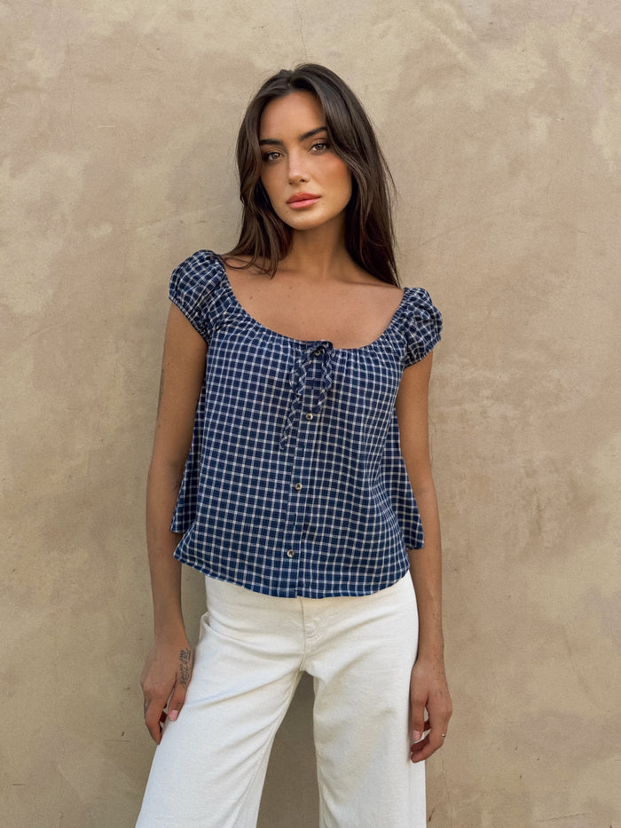 Logan Gingham Top - Stitch And Feather