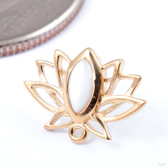 Lotus Press-fit End in Gold from Auris Jewellery in yellow gold with white pearl
