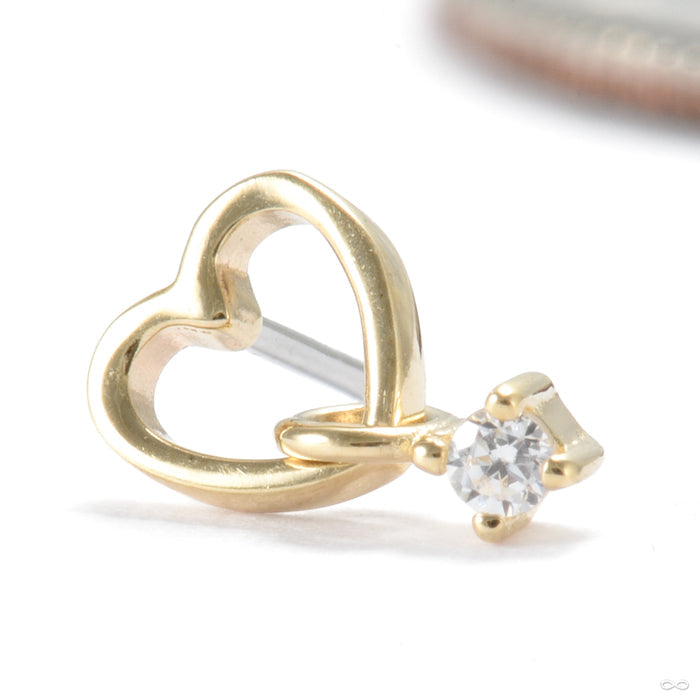 Loves It Press-fit End in Gold from Ember Body Jewelry with clear CZ